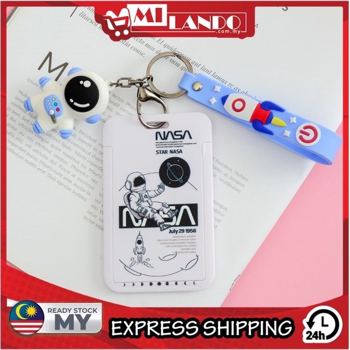 MILANDO Astronaut ID Card Holder Set Portable Keychain Office Name Tag Card Holder Gift (Type 17)
