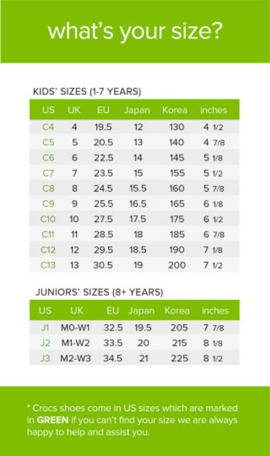 crocs size for kids