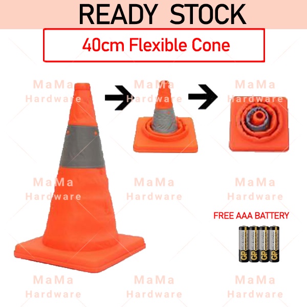 40CM Flexible Cone/Telescopic Foldable Road Cone PortableTraffic Cone Reflective Road Safety Cone