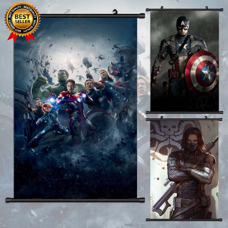 60 90cm Avengers Scroll Poster Marvel Captain America Wall Hanging Home Decor