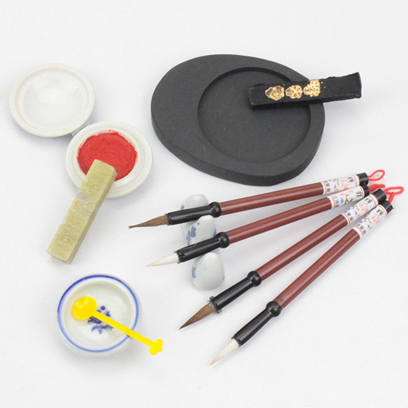 1 Set Chinese Calligraphy Writing Brush Pen Ink Mixing Inkstone Painting Tool Shopee Malaysia