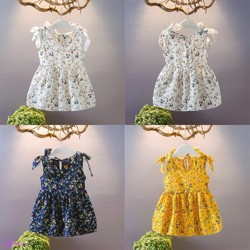 ? Lifetime ?  Summer Casual Baby Girls Floral Strap Dress New Cotton Sleeveless Pageant Dress