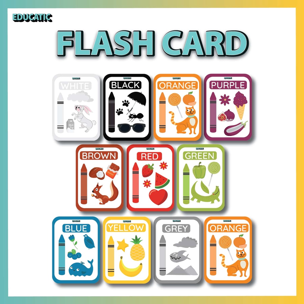 Flash Card Colour Early Learning For Kids | Flashcard Warna Untuk Kanak ...