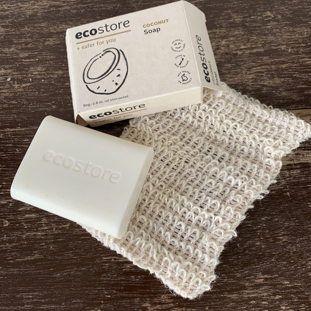 ecostore Coconut Body Soap Set Sisal Bag Pouch Handmade, Eco-Friendly & Sustainable