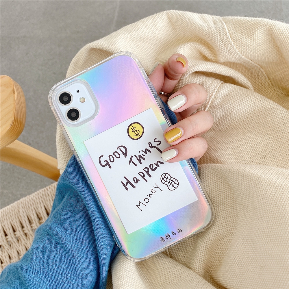 Iphone 11 Pro Xs Max Xr X 7 8 Plus Clear Happy Money W Laser Paper Soft Case Shopee Malaysia