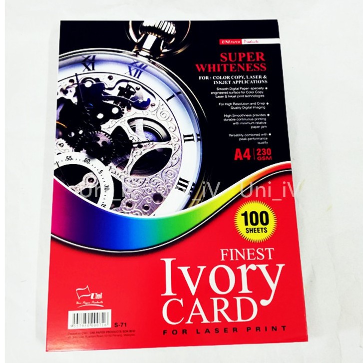 Finest A4 Ivory Card 230gsm Hard Paper 100 Sheets WHITE Shopee Malaysia