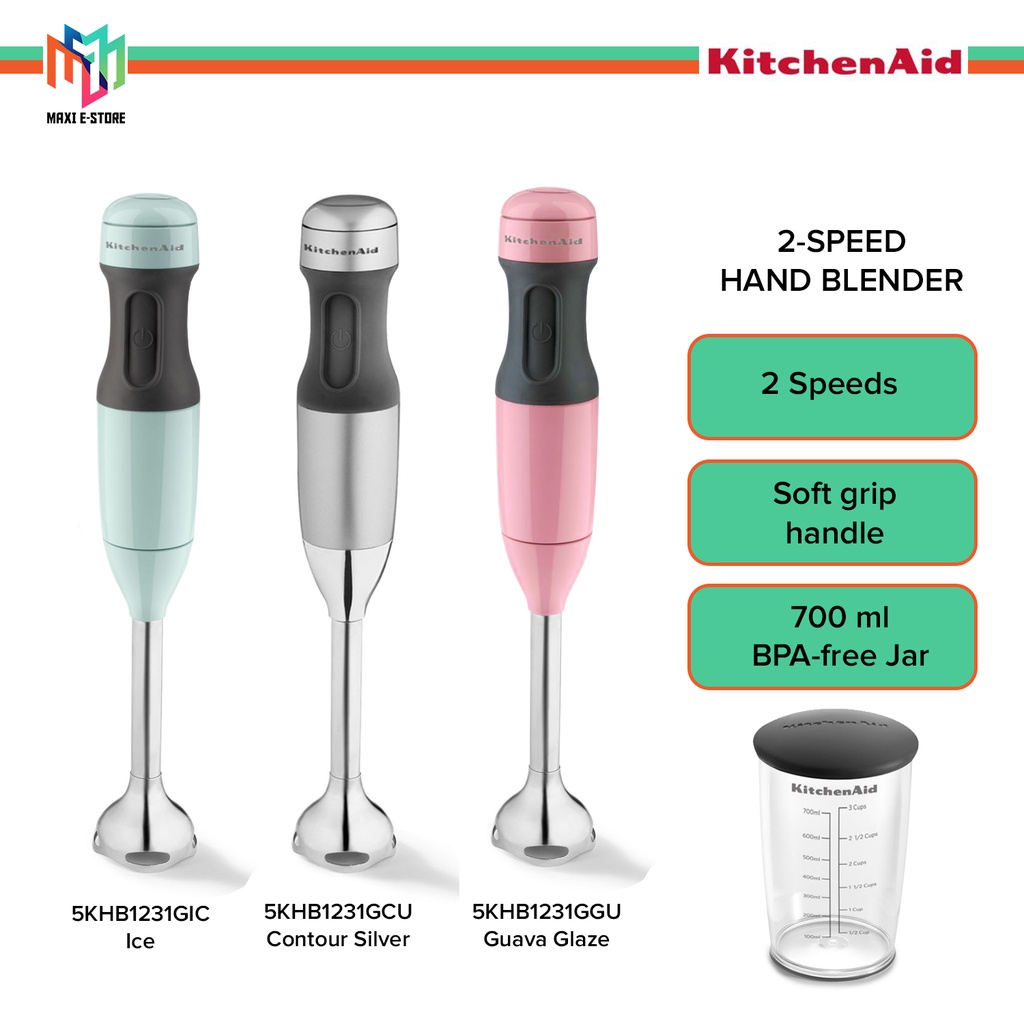 Kitchenaid 2 Speed Hand Blender | Contour Silver, 5KHB1231GGU Guava Glaze, 5KHB1231GIC Ice - 5KHB1231 | Malaysia