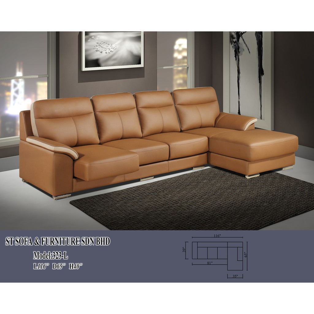 Leather L Shape Sofa 3+L seater with pull out 323L Shopee Malaysia