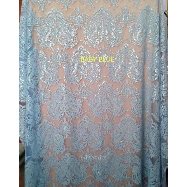 Kain Lace Embroidery With Sequin 60 Kain Lace Murah Shopee Malaysia