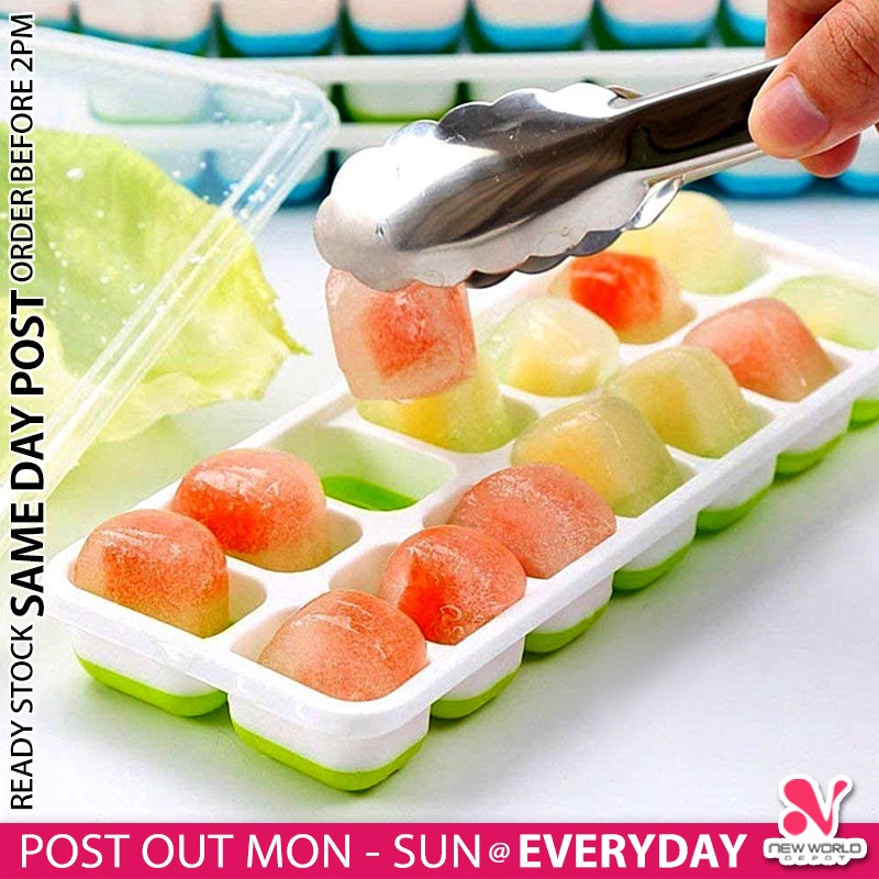 《 𝟮𝟭 𝗛𝗢𝗟𝗘𝗦 》 Ice Cube Tray Cover Lid Baby Food Grade Maker Jelly Mold Silicone Container Bekas Pembuat Ais Batu  冰块膜具