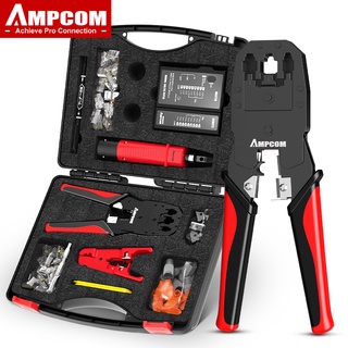 AMPCOM 14 in 1 Professional Network Tool Kit cable Tester Crimper Stripper 