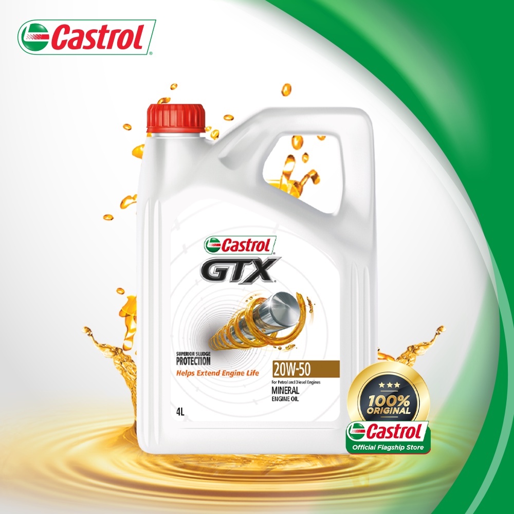 Castrol GTX 20W-50 Engine Oil For Petrol &amp; Diesel Cars (4L)