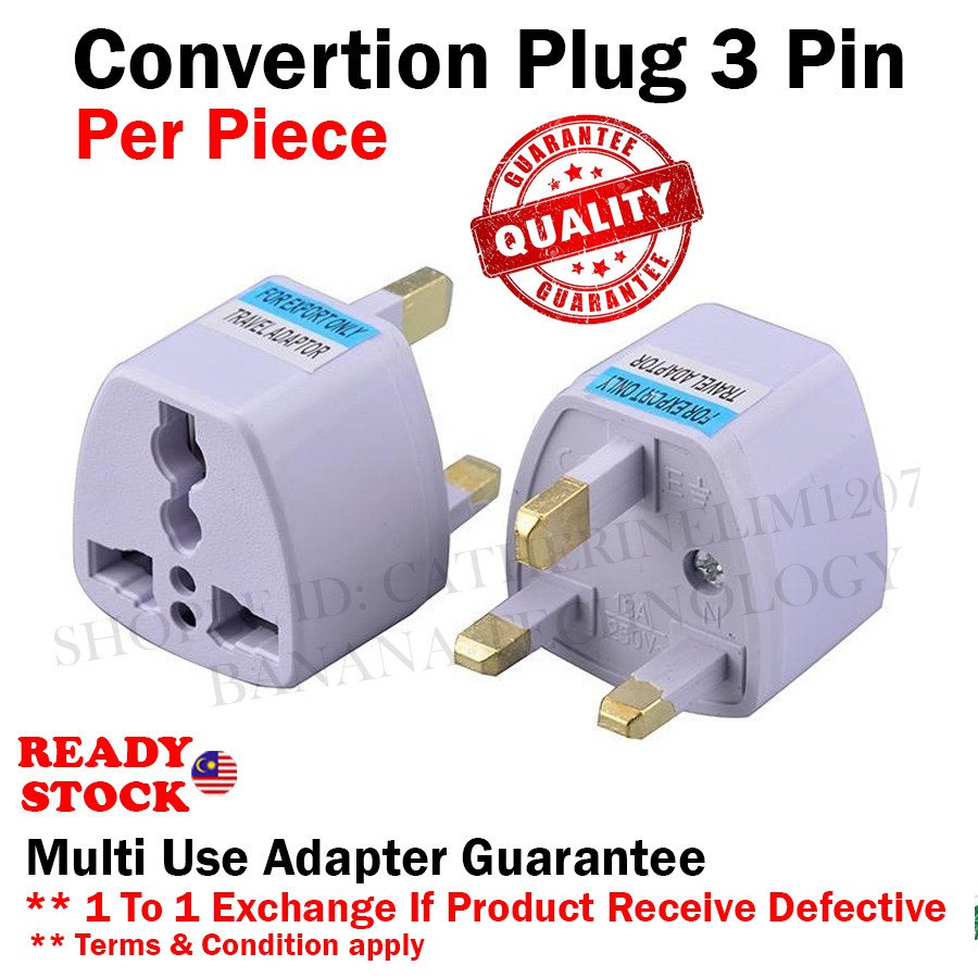 [READY STOCK] Universal 3 Pin Plug Adaptor 2 Pin US EU CHINA Multi Pin