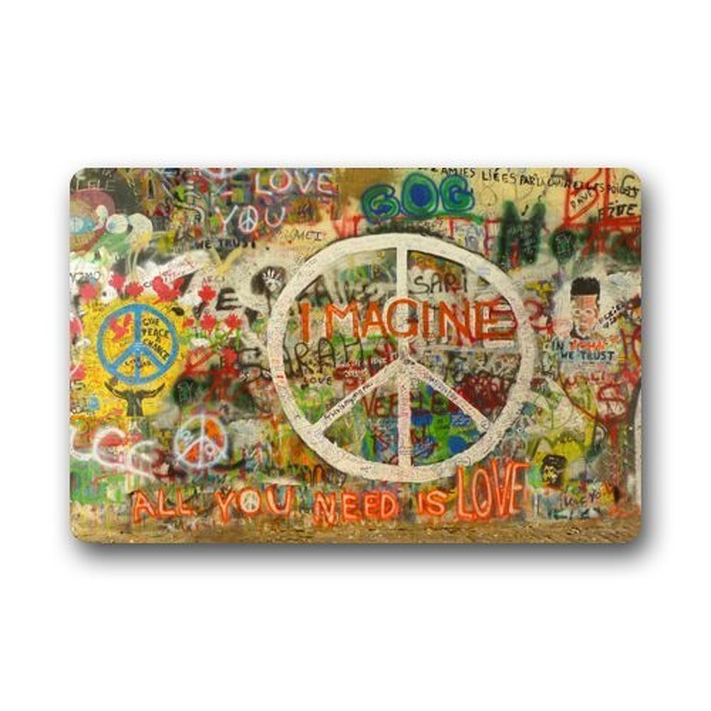 Peace Sign Graffiti All You Need Is Love Floor Mat Gate Pad Cover Doormat