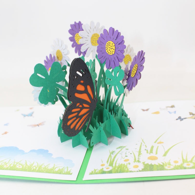 Butterfly And Daisy 3d Greeting Card Pop Up Card Pop Out Card Shopee Malaysia