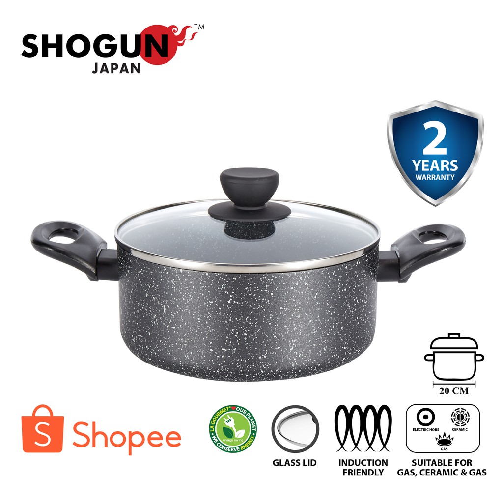 Shogun Zen Marble Casserole and Lid with Ilag Corflon Ultra Non Stick