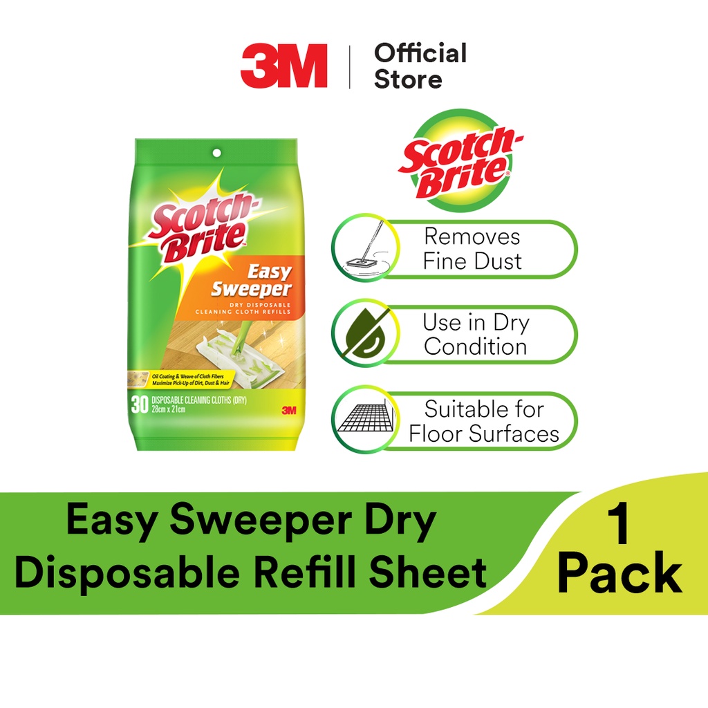 3M Scotch Brite Easy Sweeper Dry Disposable Refill Double Sided Dust