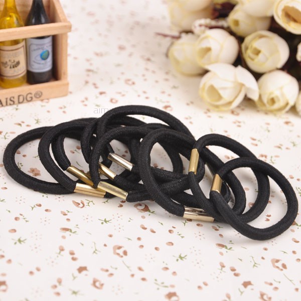 Aimy1 10pcs Black Nylon Ponytail Holder Elastic Hair Ties Rope