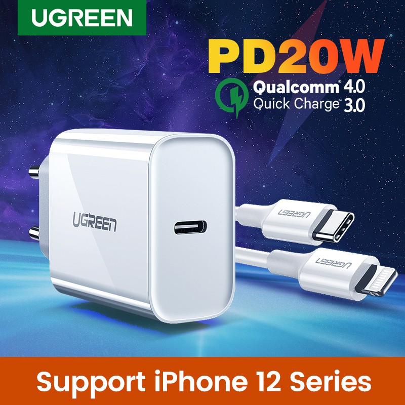 UGREEN 2Pin EU Plug 20W USB C PD Charger Quick Charge 4.0 PD Charger ...