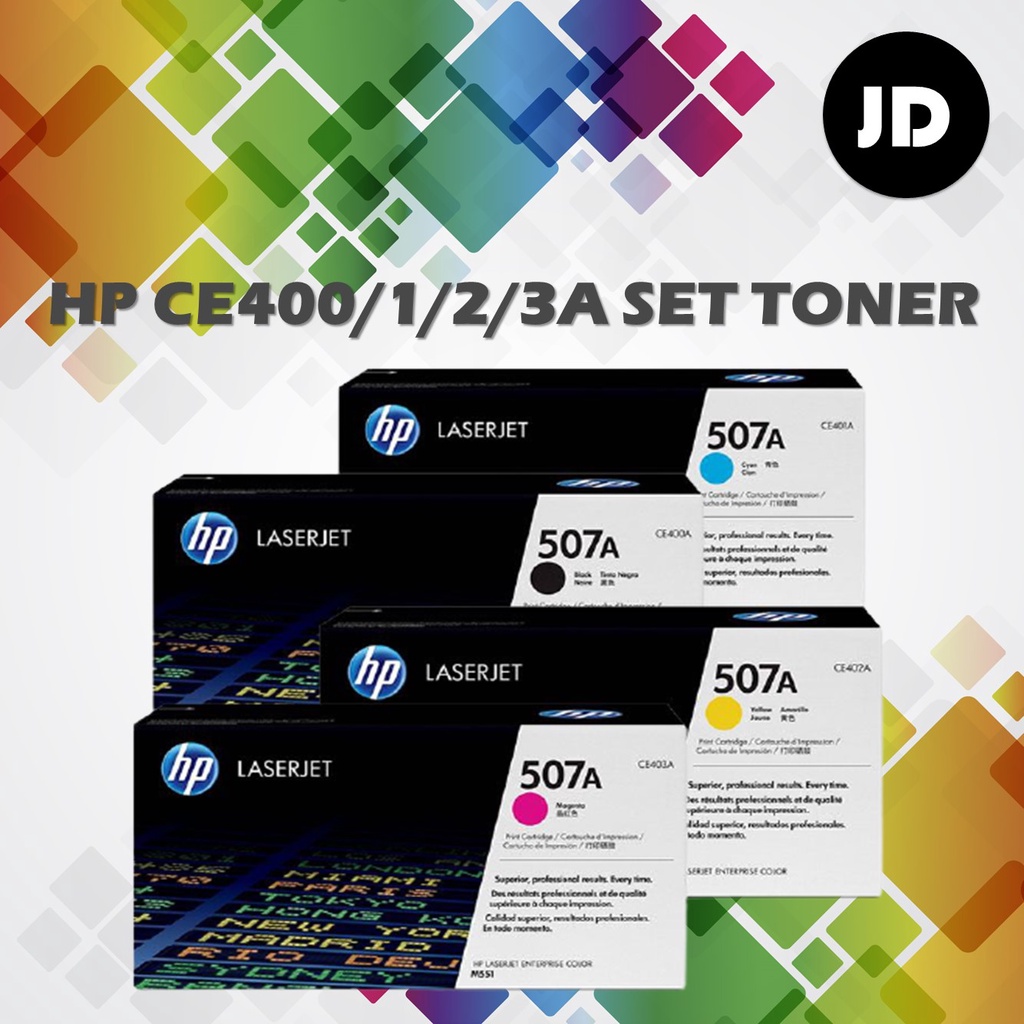 (FULL SET) HP CE400A, CE401A, CE402A, CE403A HP507A Original Colour ...