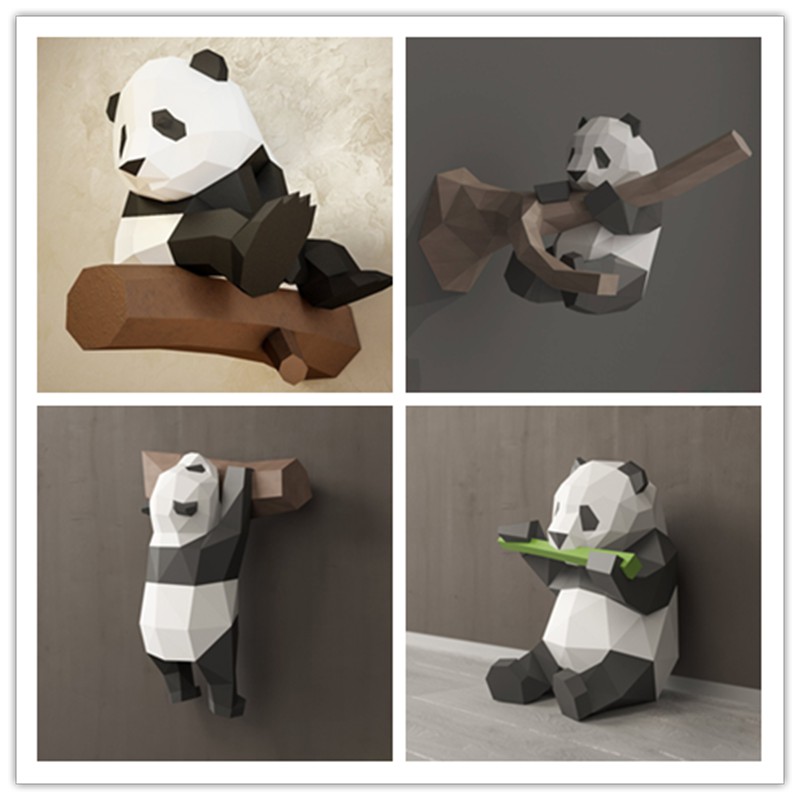 DIY Papercraft Chinese Panda Low Poly PaperModel 3DPuzzle Handwork Toys ...