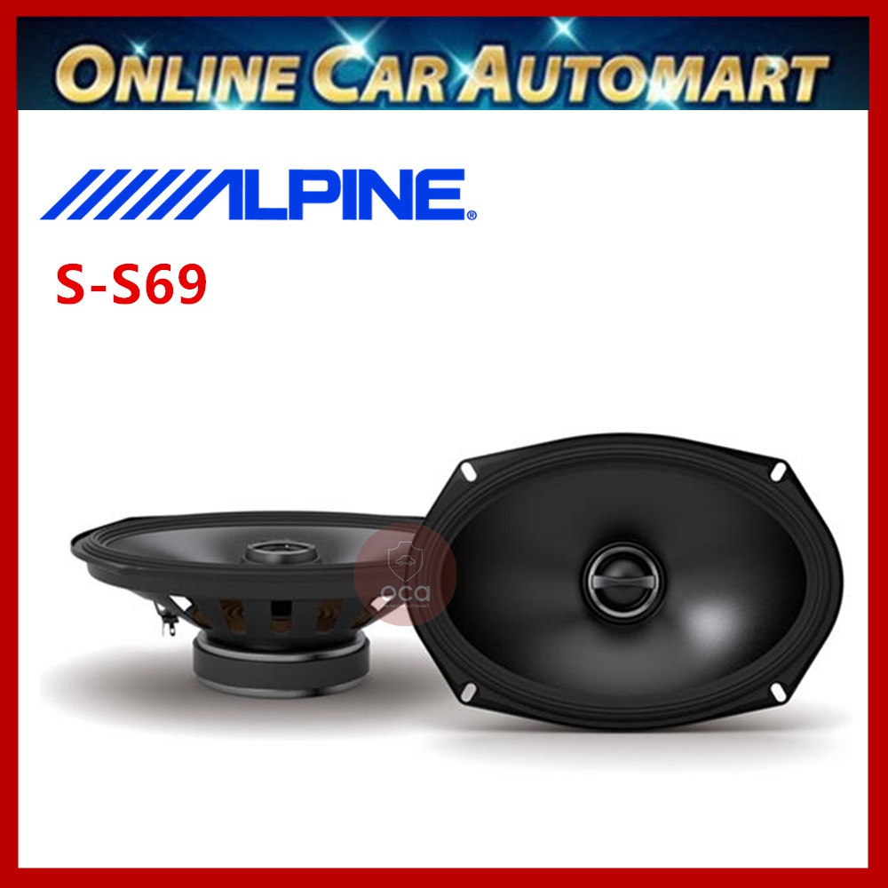 Alpine S-S69 S Series 6x9 Inch 2 Way Coaxial Car Speaker Set 260W Peak Power
