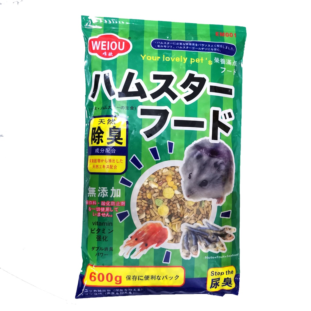 WEIOU Hamster Food Nuts + Fruit + Seafood Pet Foods Makanan (600g