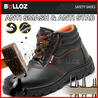 (Middle Cut) BULLOZ Safety Shoe / Safety Boot / Steel Toe Cap BLACK