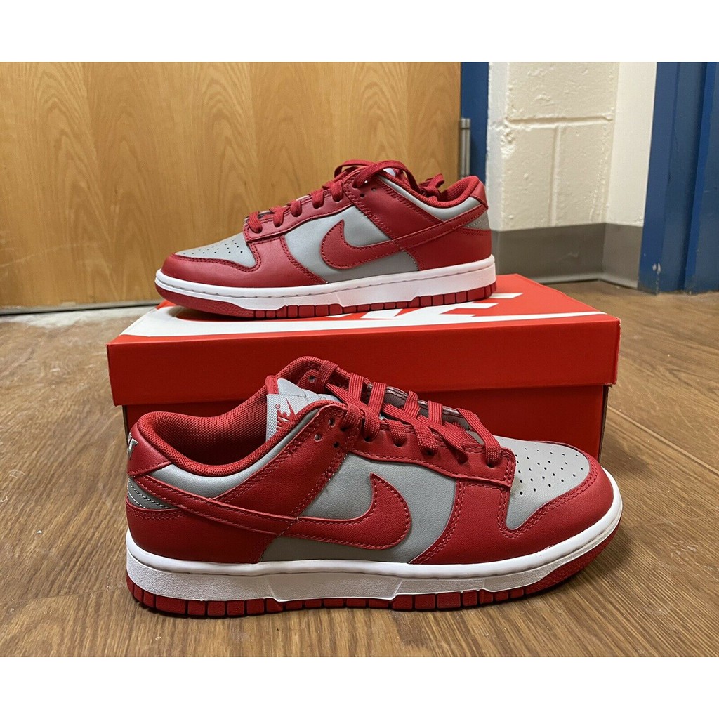 dunk low grey varsity red