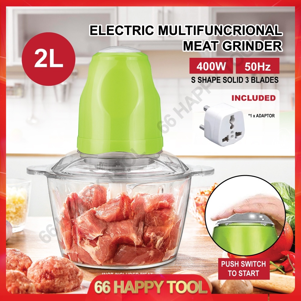 Electric Multifunctional Meat Grinder 2L Kitchen Grinder 400W Mincer Chopper Slicer Automatic Stainless Steel Blade