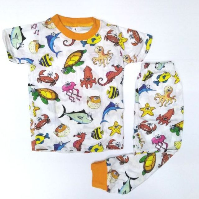 Pyjamas Animal Ocean Marine Sea Turtle Kids Size Children Cotton ...