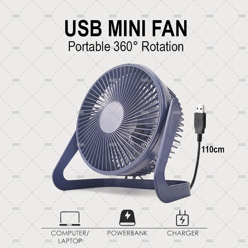 Kipas Meja Mini USB Fan Portable 360° Rotation Low Noise Fan Kipas Meja USB Fan Mini Fan Travel Fan Kipas Travel