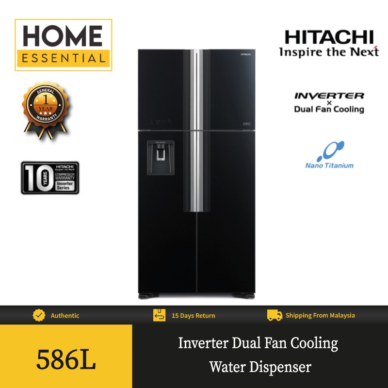 Hitachi Japan 586l 4 Door Big French Glass Door Refrigerator Fridge With Water Dispenser R W720p7m Gbk Shopee Malaysia