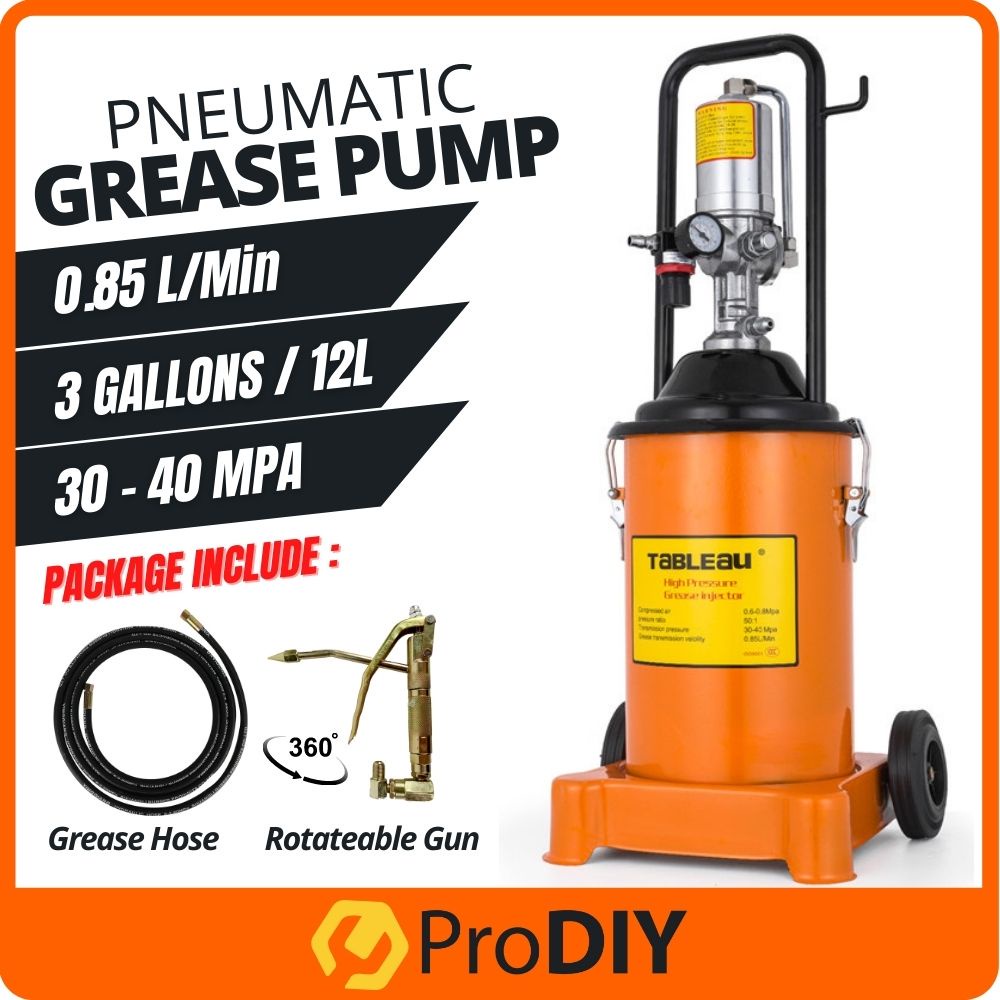3 Gallon (12L) Air Grease Pump 50:1 Pressure Ratio Air Operated Grease Pump with Gun and Hose
