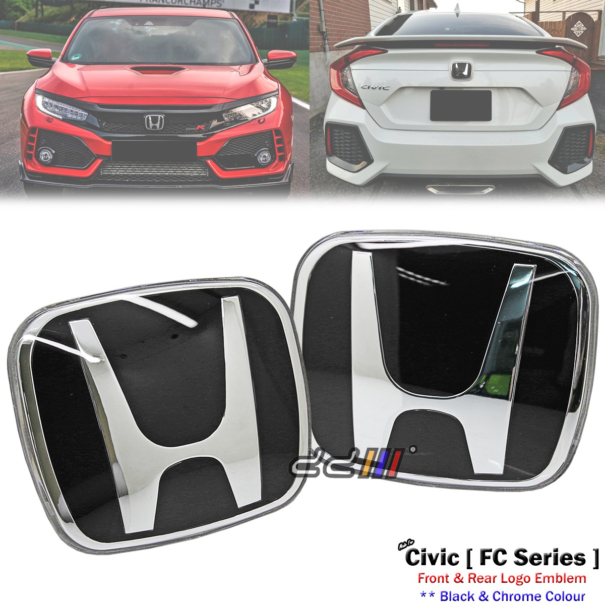 Jdm Front Rear Black Type R Badge Emblem For Honda Civic Sedan Fc Fc1 2016 On Shopee Malaysia