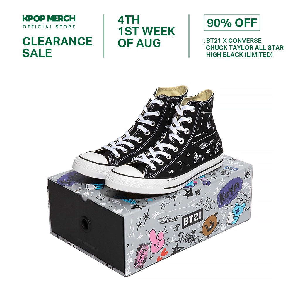BT21 x Converse Collarboration Chuck Taylor All Star High Black (Limited) |  Shopee Malaysia