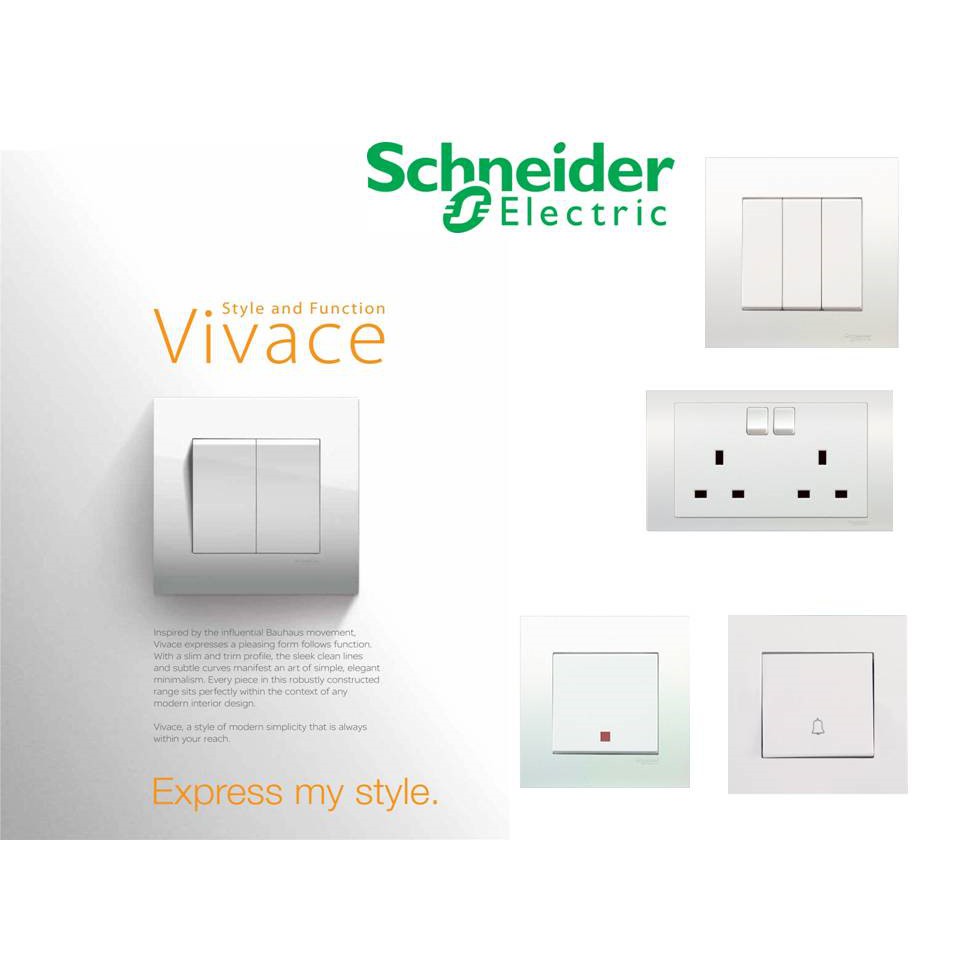 Schneider Vivace Series 13a 1g Socket, 1 2 3 4 Gang, 20a Switched, 1g 