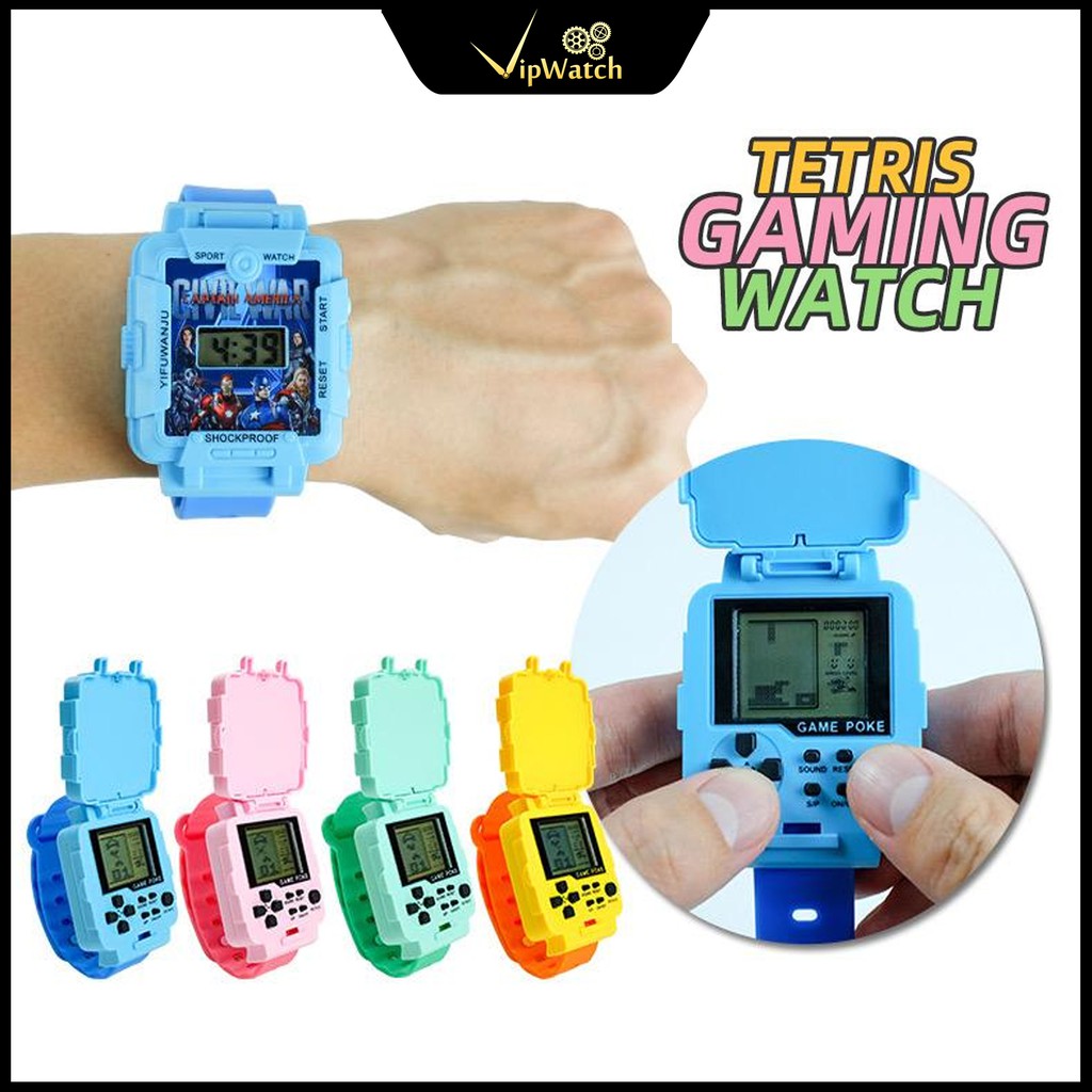 ?【Tertris Gaming Digital Watch】Multi function Electronic Tetris gaming  watch Children Kids Watch Avengers Hello Kitty | Shopee Malaysia