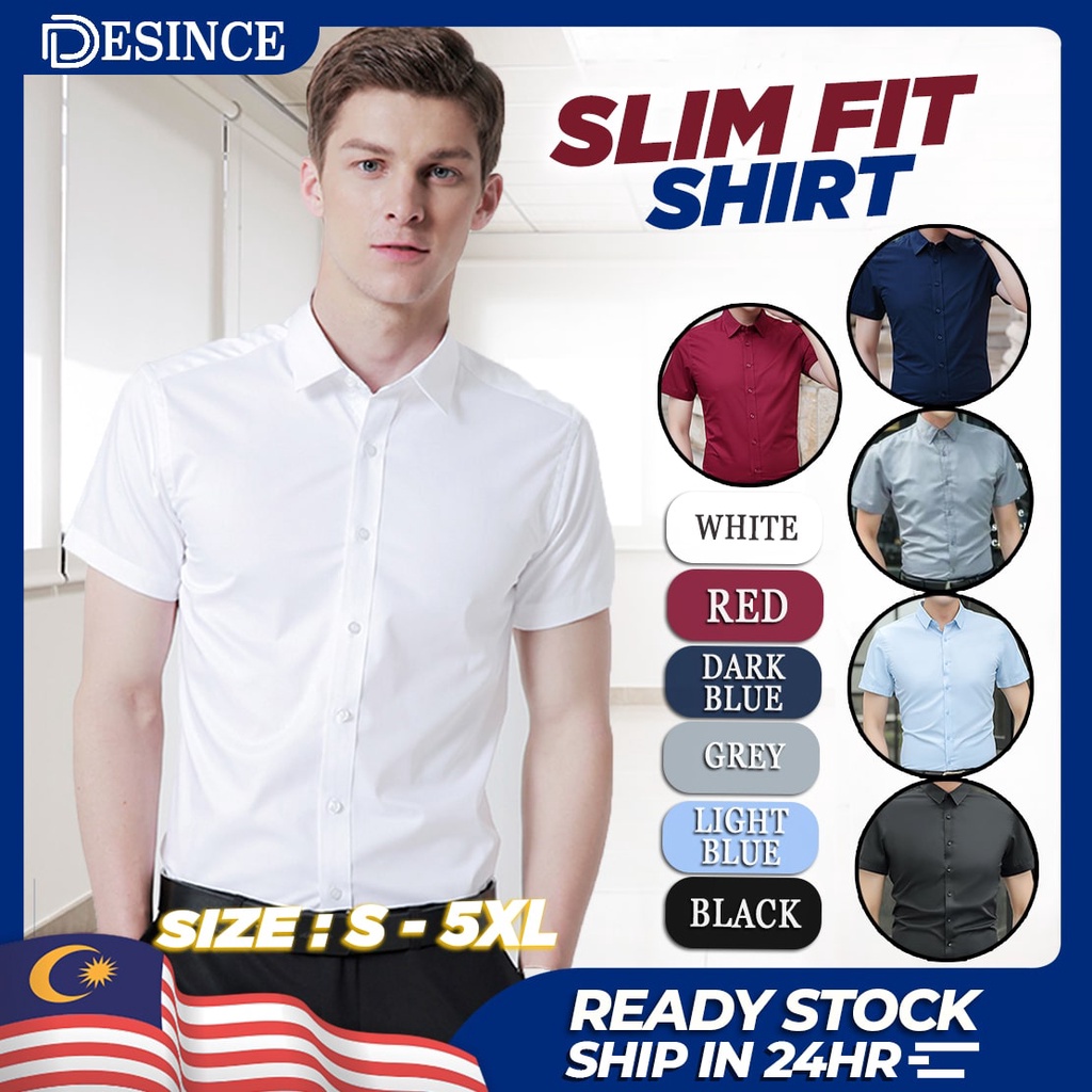 ??READY STOCK? Men Short Sleeve Shirt Smart Casual Plus Size Button Buttoned Slim Fit Kemeja Suit Shirt MT 006
