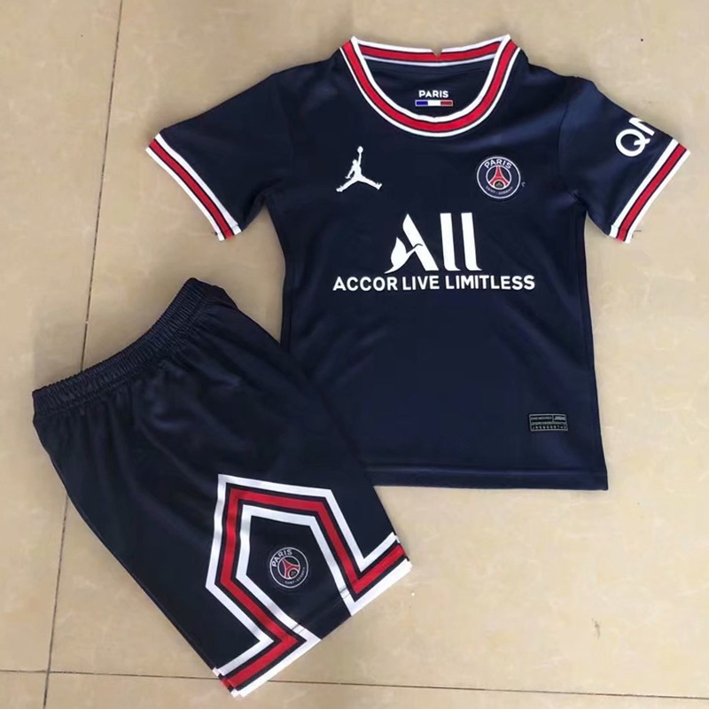 Top Quality 2021 2022 Kids Psg Jersey Set 21 22 Paris Saint Germain Home Tops Shorts Child Sports Clothing Suit Shopee Malaysia