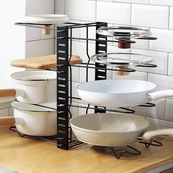 Buy Dl 8 Tiers Adjustable Pots Pans Organizer Rak Simpanan Tudung Periuk 8 Tiers Pan Pot Lid Cover Cookware Bakeware Seetracker Malaysia