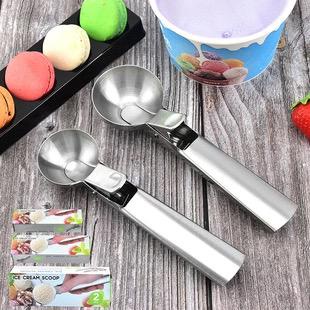 2Pcs Stainless Ice Cream Scoop Ice Cream Ball Maker Fruit Spoon