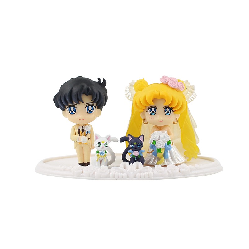 cartoon anime sailor moon pretty guardian figure sailor moon chiba mamoru  happy wedding ver pvc figure model kids toys