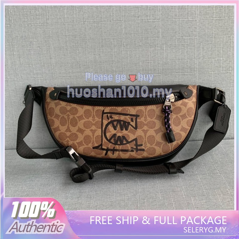 Coach 100% Original 75761 Men Chest Bag Dinosaur doodle crossbody bag |  Shopee Malaysia