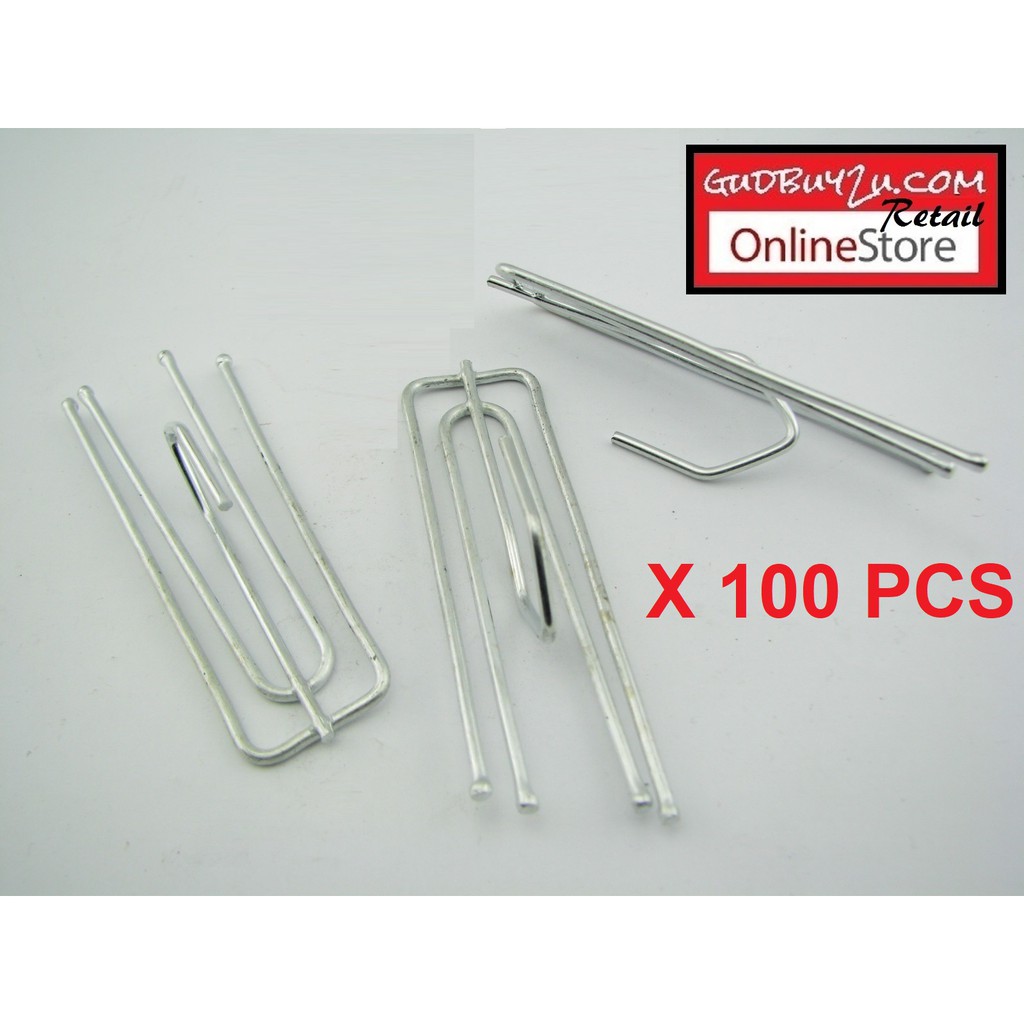 100 Pcs Metal Curtain Hooks With 4 Hooks Cangkuk Langsir No 8430