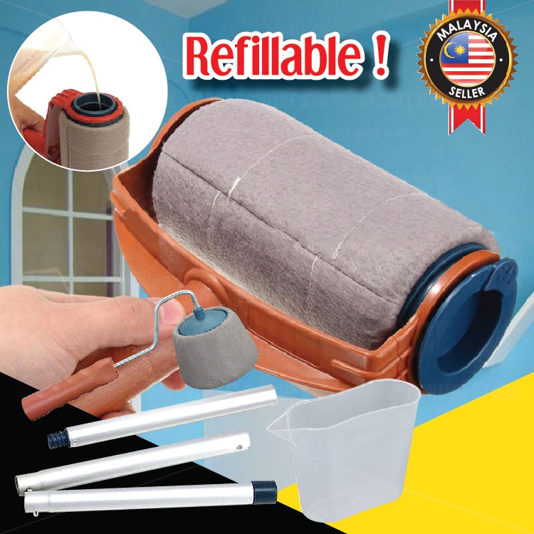 6 IN 1 DIY Refillable Paint Roller Set Tool Non Drip Magic Paint Roller