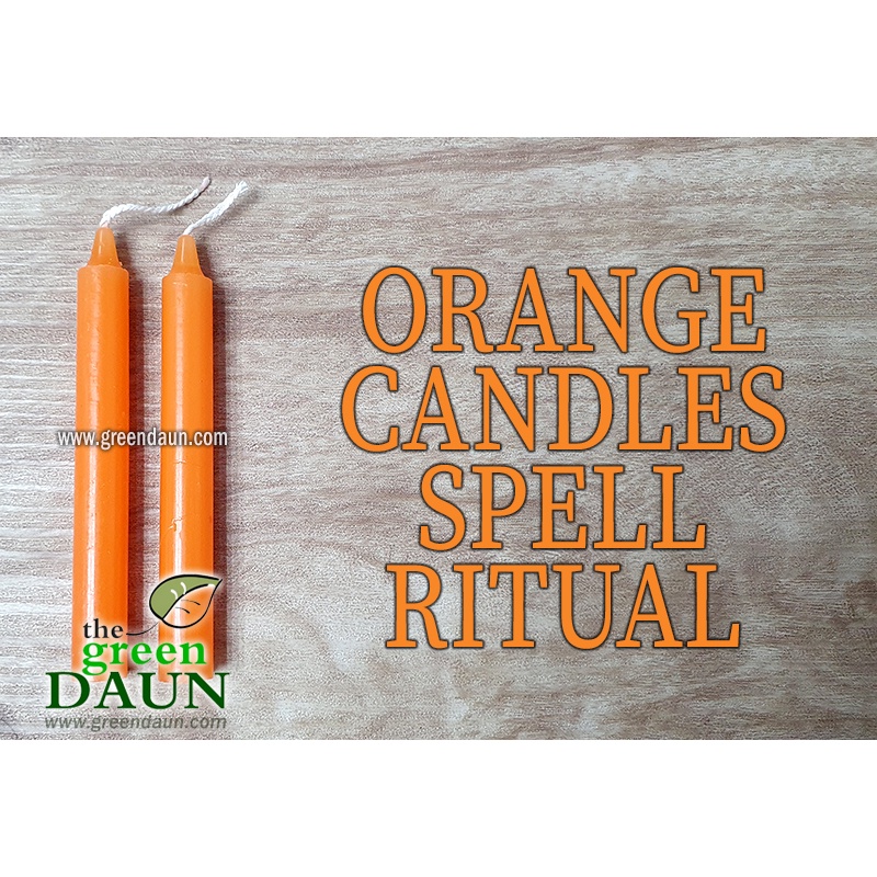 Spell Ritual Candle Orange Two 2 Pieces Mini 4" Candles Law of Attraction, Joy, Encouragement, Witchcraft, Hoodoo Magic