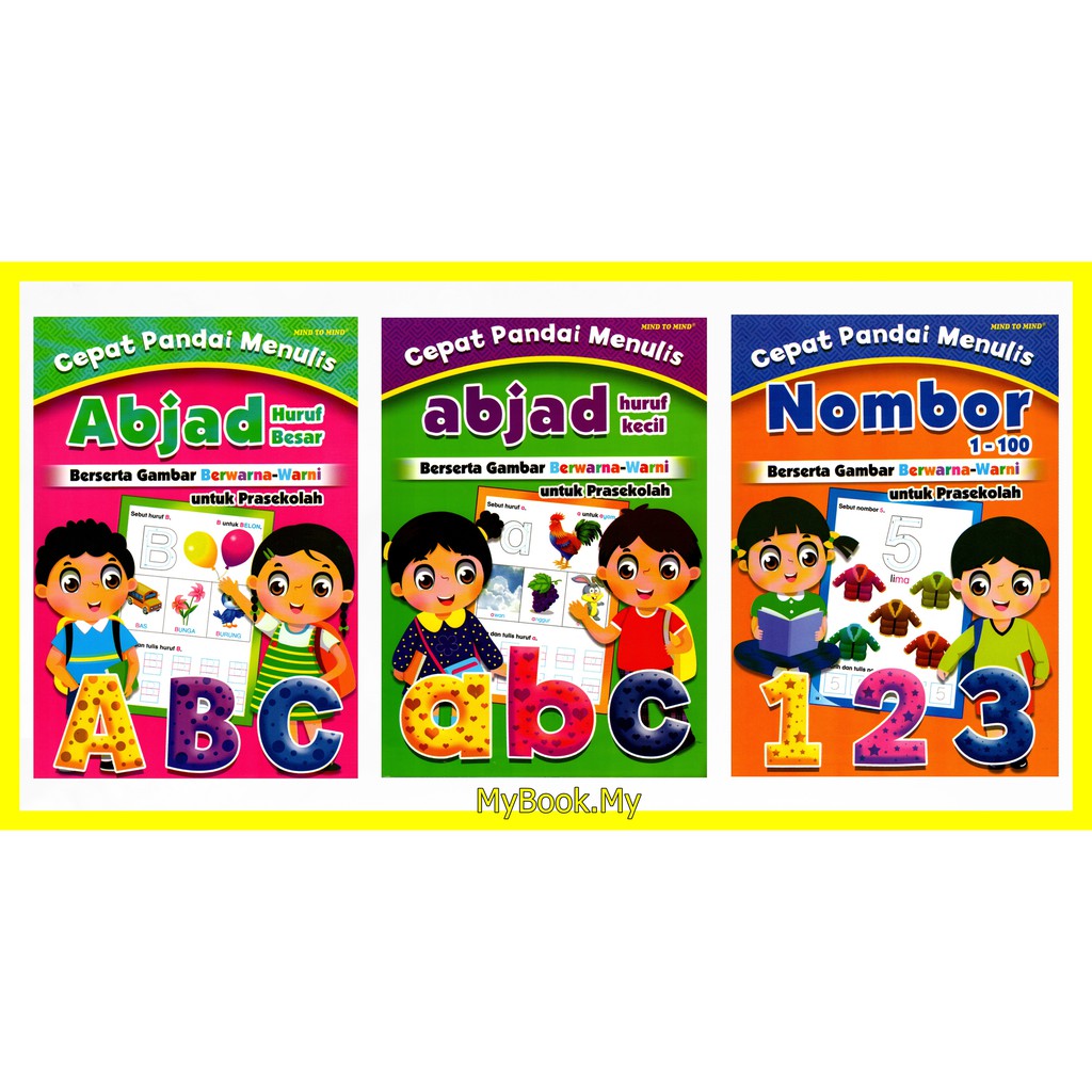 Myb Buku Latihan Cepat Pandai Menulis Berserta Gambar Berwarna Abjad Huruf Besar Abc Kecil Abc Nombor 1 100 123 Shopee Malaysia