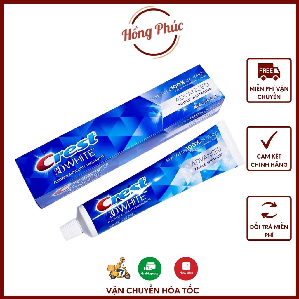 Crest 3D White Advanced Triple Whitening Toothpaste 158g Usa Tube ...