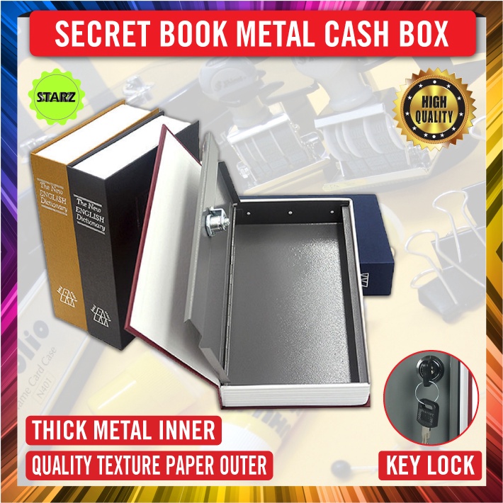 Secret Book Metal Cash Box / Dictionary Metal Book Cash Box / Metal